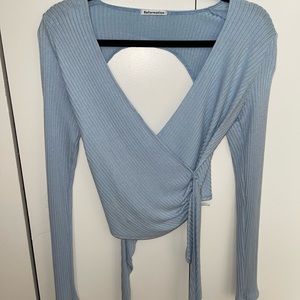 Reformation Open Back Wrap Long Sleeve Top